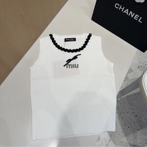 Miu Miu White Tank Top with Black Trim